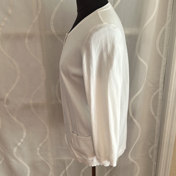 Talbots, White Button Down Cardigan, Size Medium - Picture 3 of 6